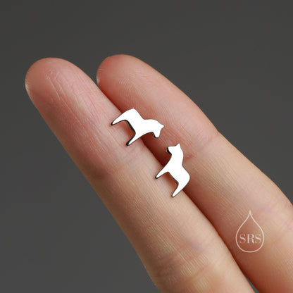 Dainty Dala Horse Stud Earrings in Sterling Silver - Nordic Style - Silver, Gold or Rose Gold, Swedish Design - Cute Animal Earrings - Fun