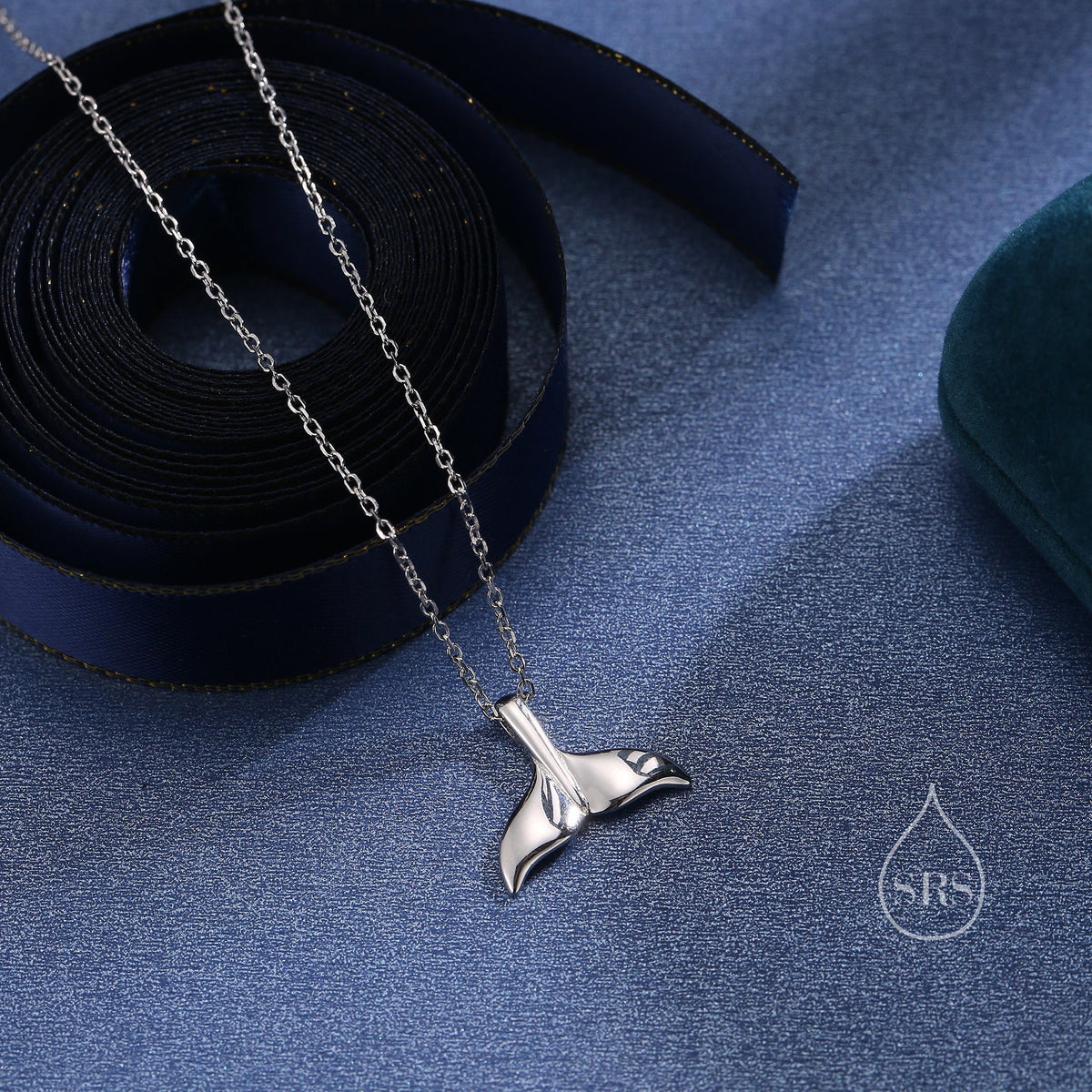 Whale Tail Pendant Necklace in Sterling Silver, Cute Whale Tail Necklace, Silver Whale Tail Necklace, Fish Tail Necklace