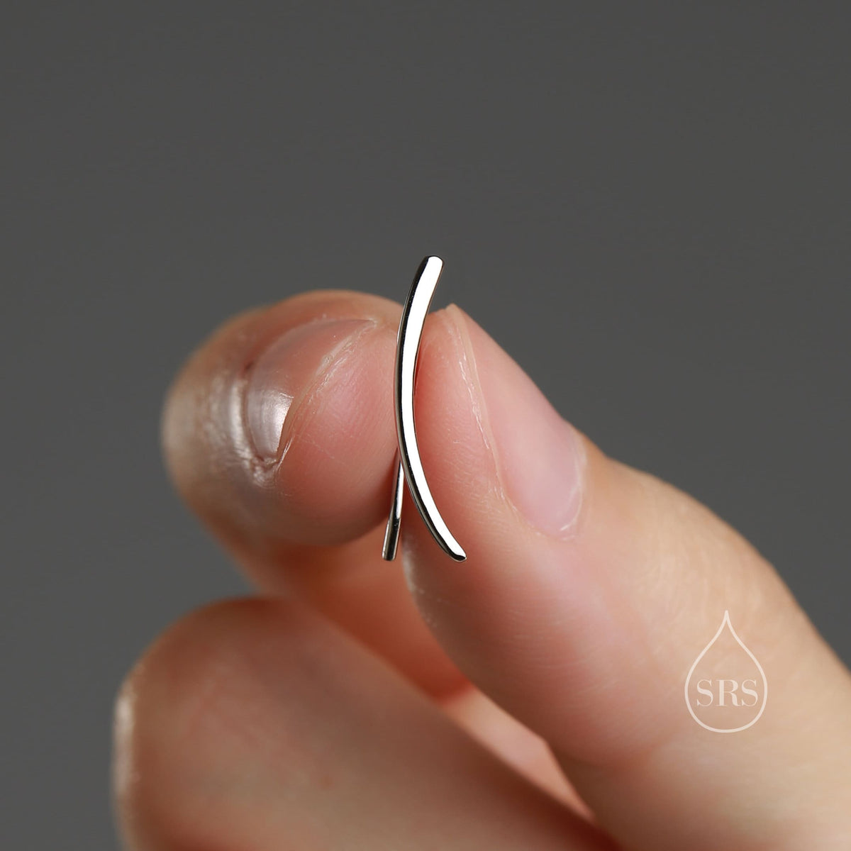 Minimalist Curved Bar Crawler Earrings in Sterling Silver, Silver or Gold or Rose Gold, Minimalist Geometric, Wave Ear Climbers
