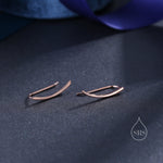 Minimalist Curved Bar Crawler Earrings in Sterling Silver, Silver or Gold or Rose Gold, Minimalist Geometric, Wave Ear Climbers