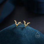 Small Stag Head Stud Earrings in Sterling Silver, Silver, Gold or Rose Gold, Stag Deer Earrings, Animal Earrings, Small Animal Earrings