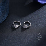 Tiny CZ Solitaire Huggie Hoop in Sterling Silver, Silver or Gold or Rose Gold, Single CZ Huggie Earrings, CZ Huggie Hoops
