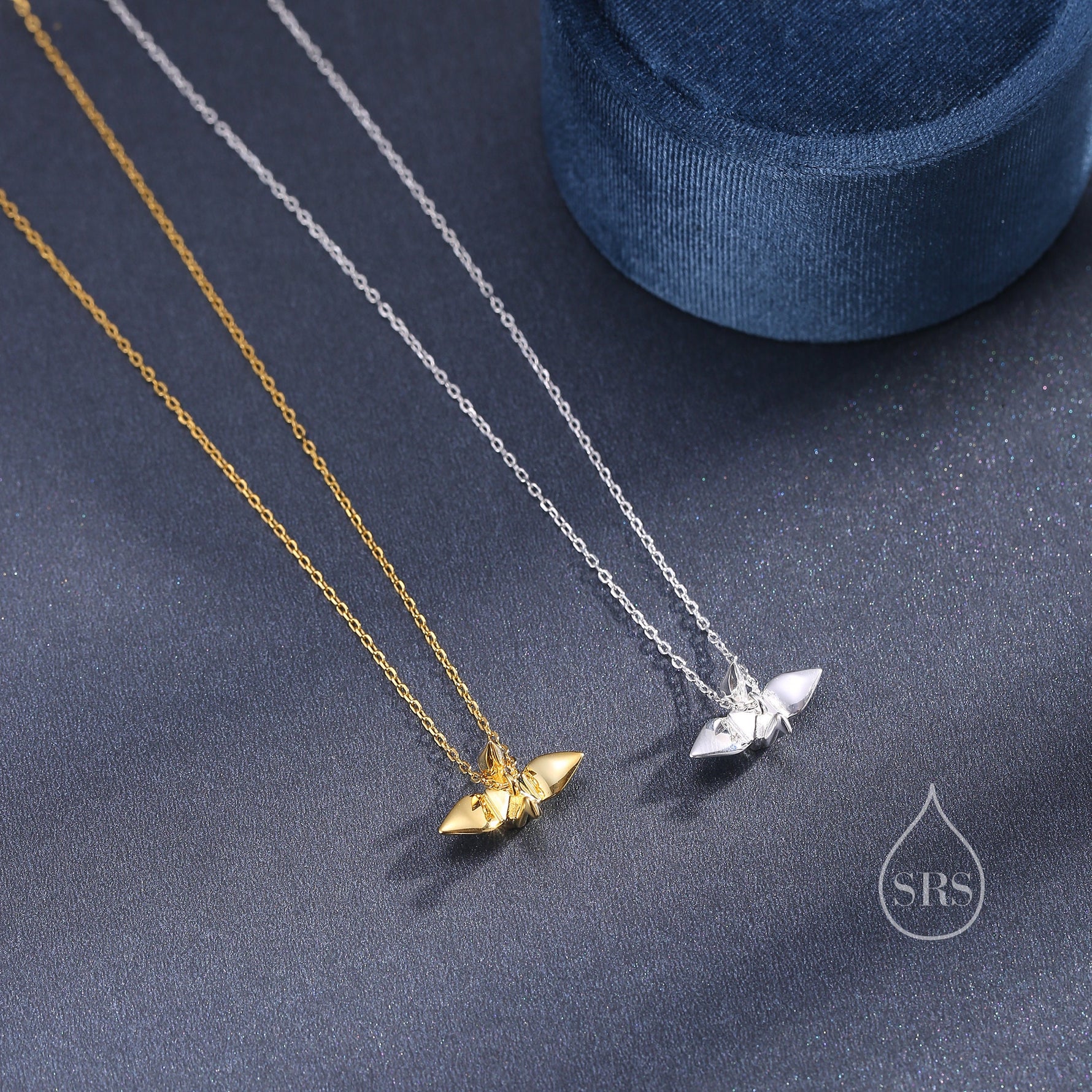 Tiny Origami Crane Pendant Necklace in Sterling Silver, Cute Japanese Crane Necklace, Silver Good Luck Origami Necklace