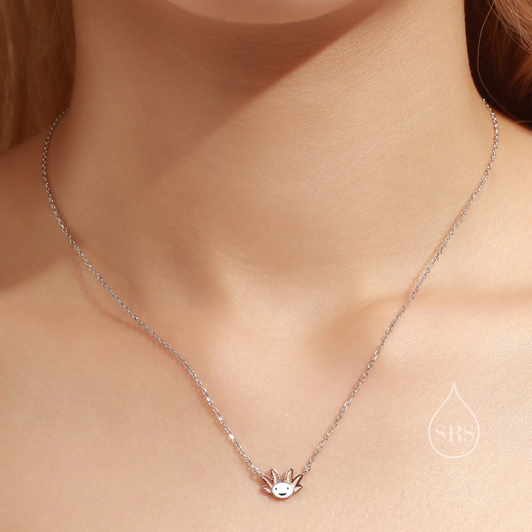 Axolotl Pendant Necklace in Sterling Silver, Cute Axolotl Necklace, Silver Axolotl Necklace, Fish Necklace