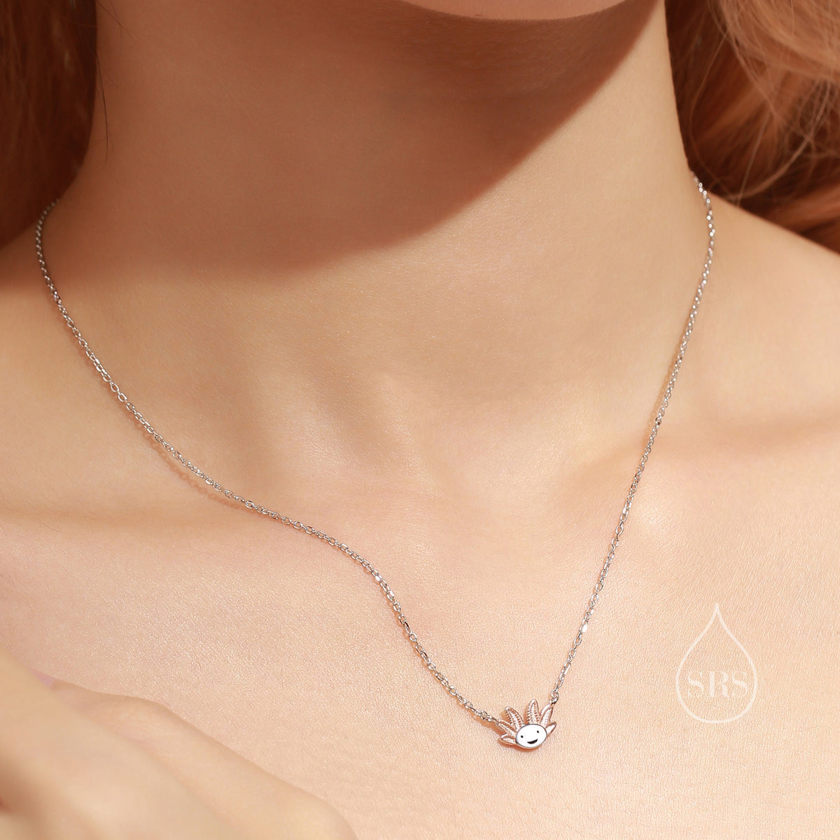 Axolotl Pendant Necklace in Sterling Silver, Cute Axolotl Necklace, Silver Axolotl Necklace, Fish Necklace