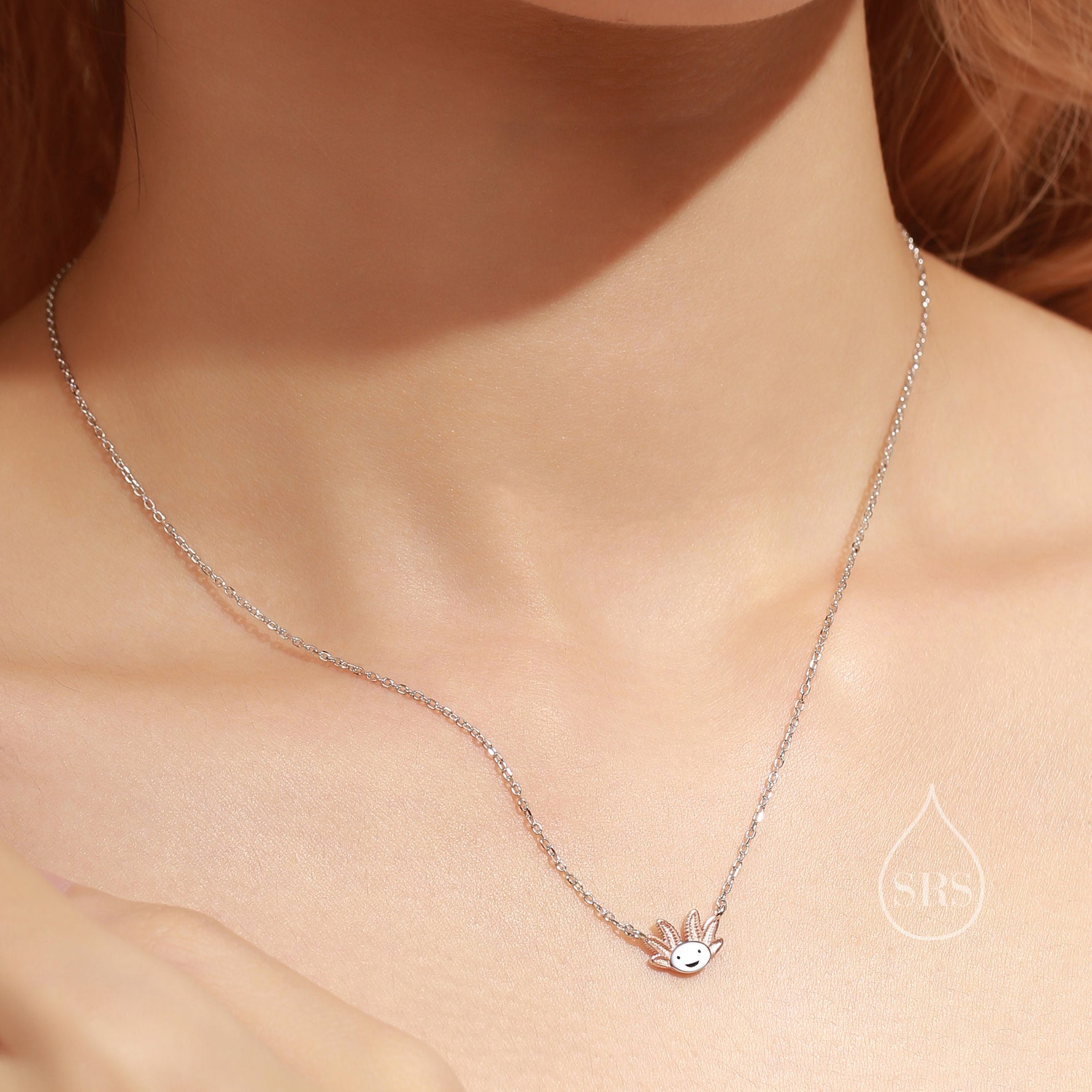 Axolotl Pendant Necklace in Sterling Silver, Cute Axolotl Necklace, Silver Axolotl Necklace, Fish Necklace