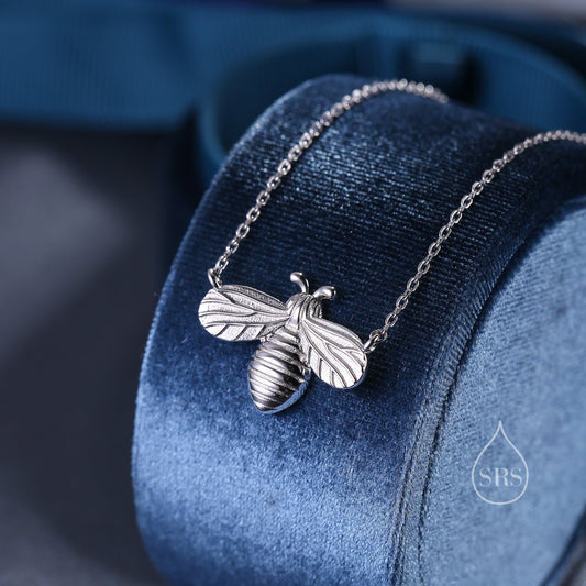 Beautiful Little Honey Bee Necklace in Sterling Silver 16'' - 18''  - Dainty and Delicate - Cute and Whimsical Jewellery