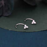 Three CZ Trinity Threader Hoop Earrings in Sterling Silver, Three Dot Open Hoop Earrings, Huggie Hoop, Silver or Gold, Pull Through