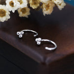 Tiny Three Ball Huggie Hoop Earrings in Sterling Silver, Three Ball Cluster Earrings, Open Hoops, Pull-Through Threader Earrings,