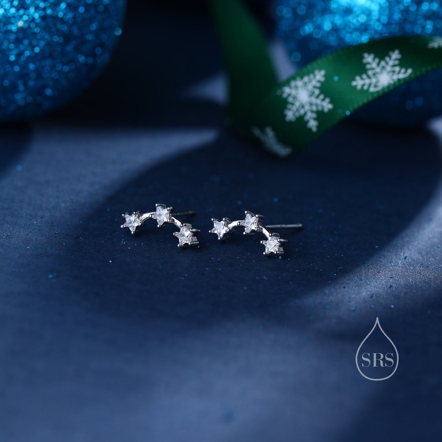 Tiny CZ Star Trio Stud Earrings in Sterling Silver, Silver or Gold, Three Star Earrings, Contellation Earrings, Celestial Jewellery