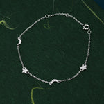 CZ Moon and Star Motif Bracelet in Sterling Silver, Silver, Gold or Rose Gold, Star Bracelet, Star Jewellery, CZ Star Bracelet