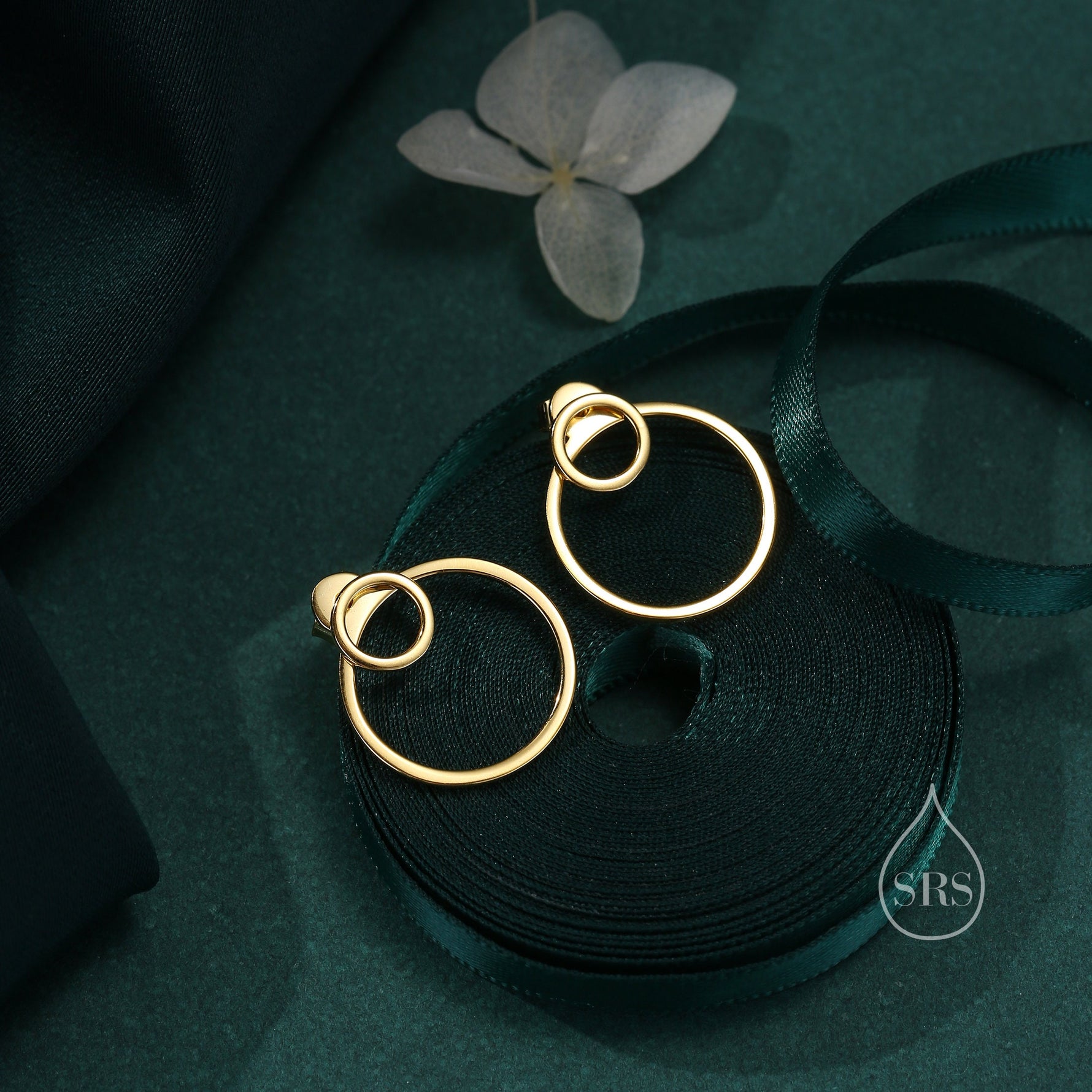 Double Circle Ear Jacket in Sterling Silver, Two Way Earrings, Detachable Circle, Front and Back Earrings, Silver Gold or Rose Gold