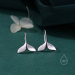 Whale Tail Drop Hook Earrings in Sterling Silver, Silver or Gold or Rose Gold, Fish Tail Earrings, Fish Earrings, Silver Fish Earring