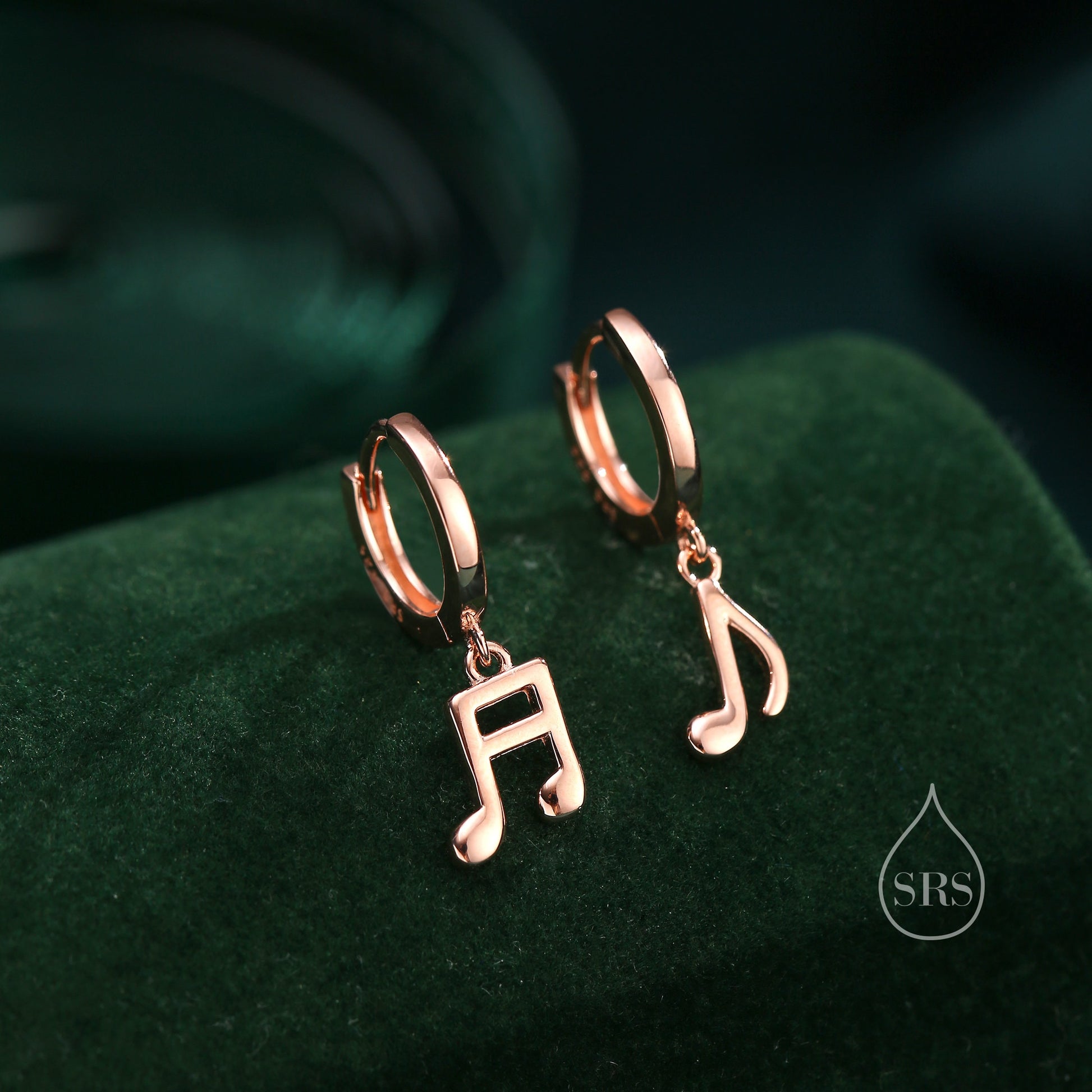 Mismatched Pair of Music Symbol Huggie Hoop Earrings in Sterling Silver, Silver, Gold or Rose Gold, Tiny Music Note Hoops