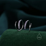 Single Piercing CZ Spiral Hoop Earrings In Sterling Silver, Various Colours, Silver, Gold or Rose Gold, 8mm Minimalist Spiral Earrings