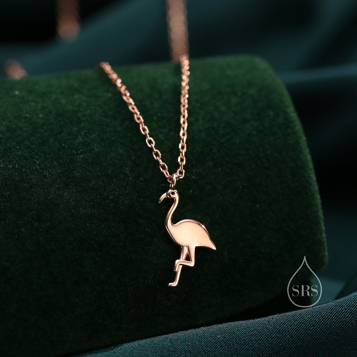 Flamingo Pendant Necklace in Sterling Silver, Flamingo Bird Necklace, Silver or Rose Gold - Cute Quirky and Fun Jewellery