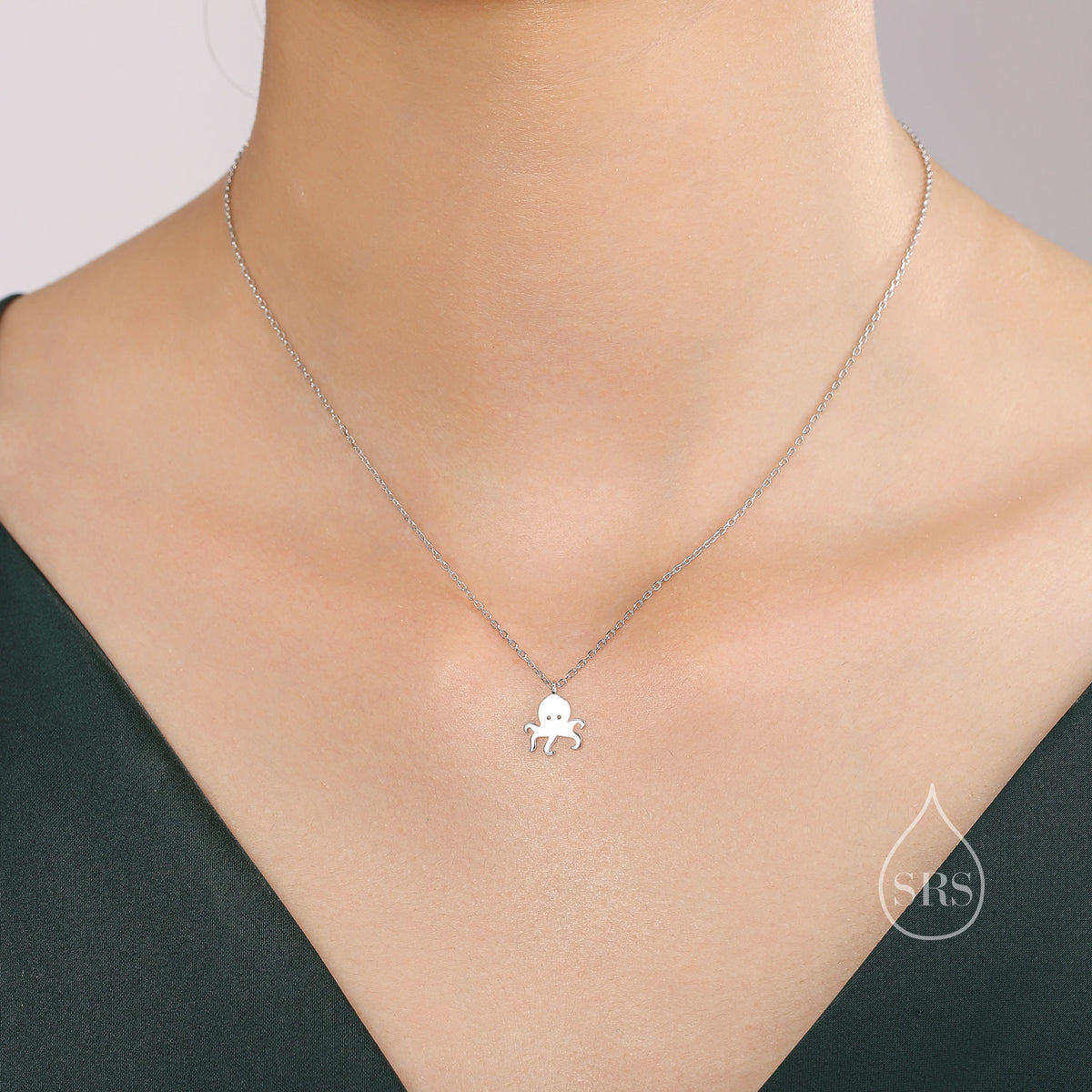 Octopus Pendant Necklace in Sterling Silver, Silver or Gold - Cute Quirky and Fun Fish Jewellery