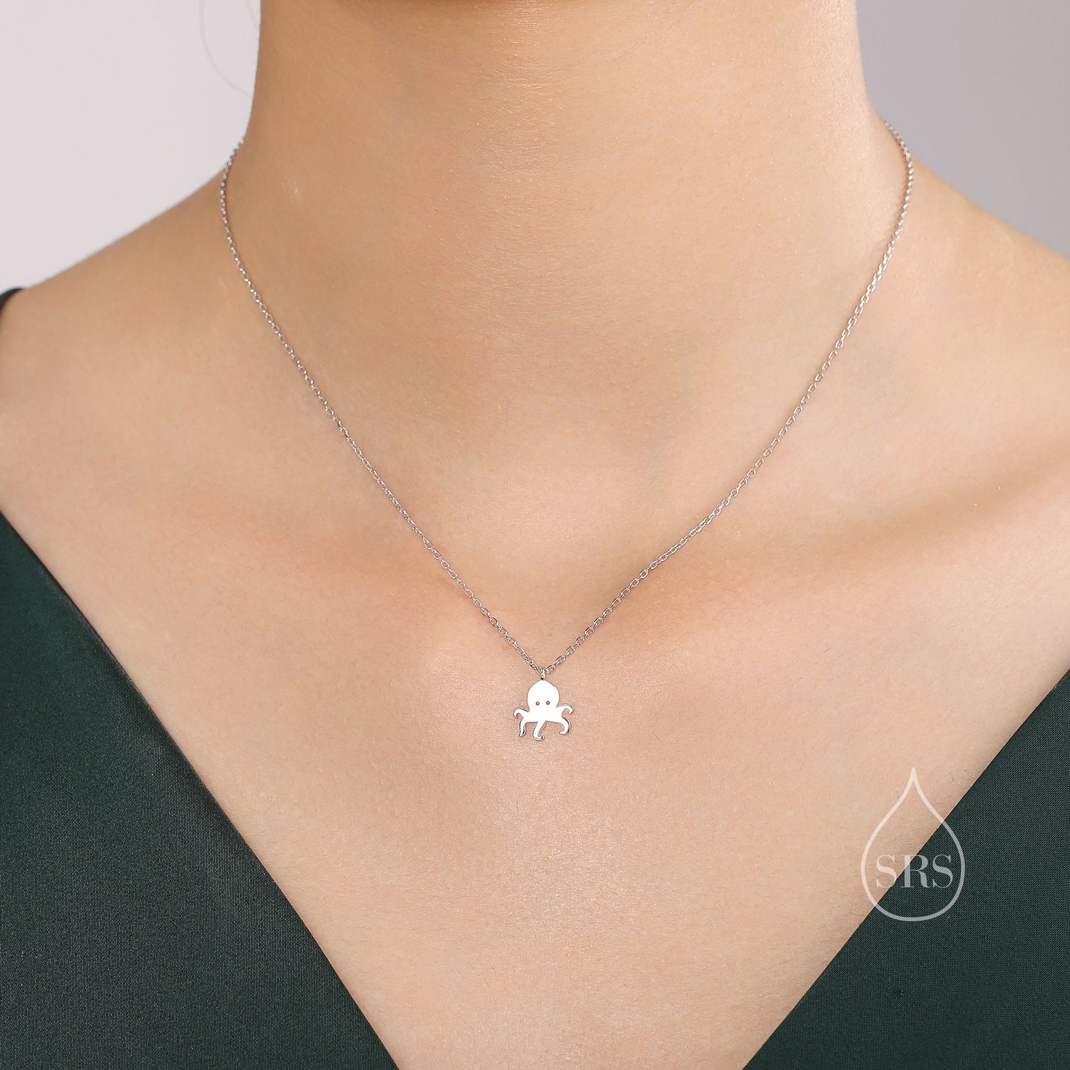 Octopus Pendant Necklace in Sterling Silver, Silver or Gold - Cute Quirky and Fun Fish Jewellery