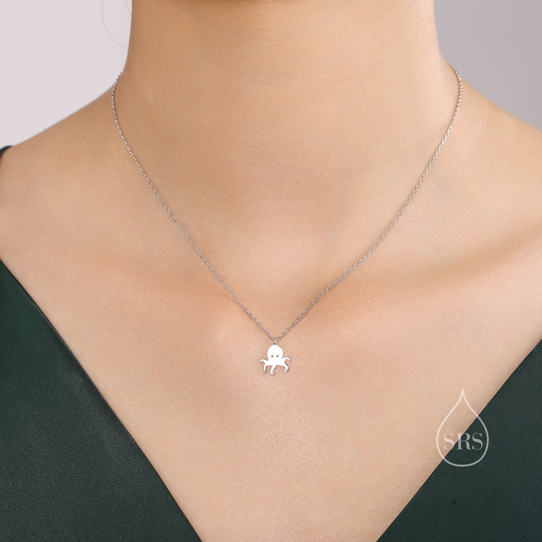 Octopus Pendant Necklace in Sterling Silver, Silver or Gold - Cute Quirky and Fun Fish Jewellery