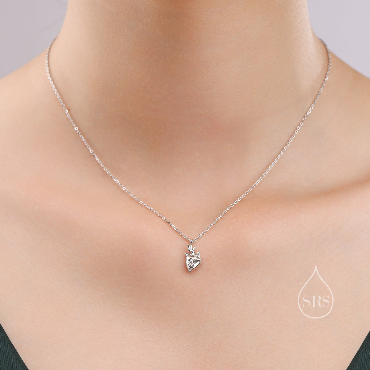 Anatomical Heart Pendant Necklace Sterling Silver, Silver or Gold, Beating Heart Necklace, Realistic Heart Necklace, Gothic and Punk