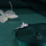 Sterling Silver Marquise Crown Ring, Cluster Ring, Lotus Ring, Flower Ring, CZ Ring, Silver or Gold US 5 - 8
