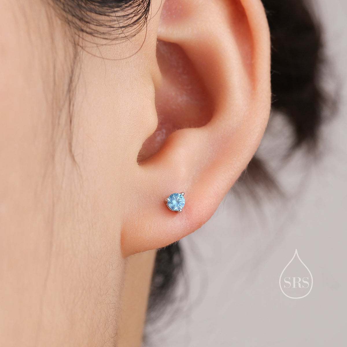 Extra Tiny 3mm CZ Screw Back Earrings in Sterling Silver, Silver or Gold, Green, Blue, Clear or Purple, CZ Screwback Earrings, Barbell