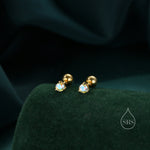 Extra Tiny 3mm CZ Screw Back Earrings in Sterling Silver, Silver or Gold, Green, Blue, Clear or Purple, CZ Screwback Earrings, Barbell