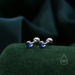 Extra Tiny 3mm CZ Screw Back Earrings in Sterling Silver, Silver or Gold, Green, Blue, Clear or Purple, CZ Screwback Earrings, Barbell