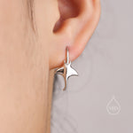 Sterling Silver Manta Ray Fish Drop Hook Earrings, Stingray Dangle Hoop Earrings, Dainty Fish Dangle Earrings