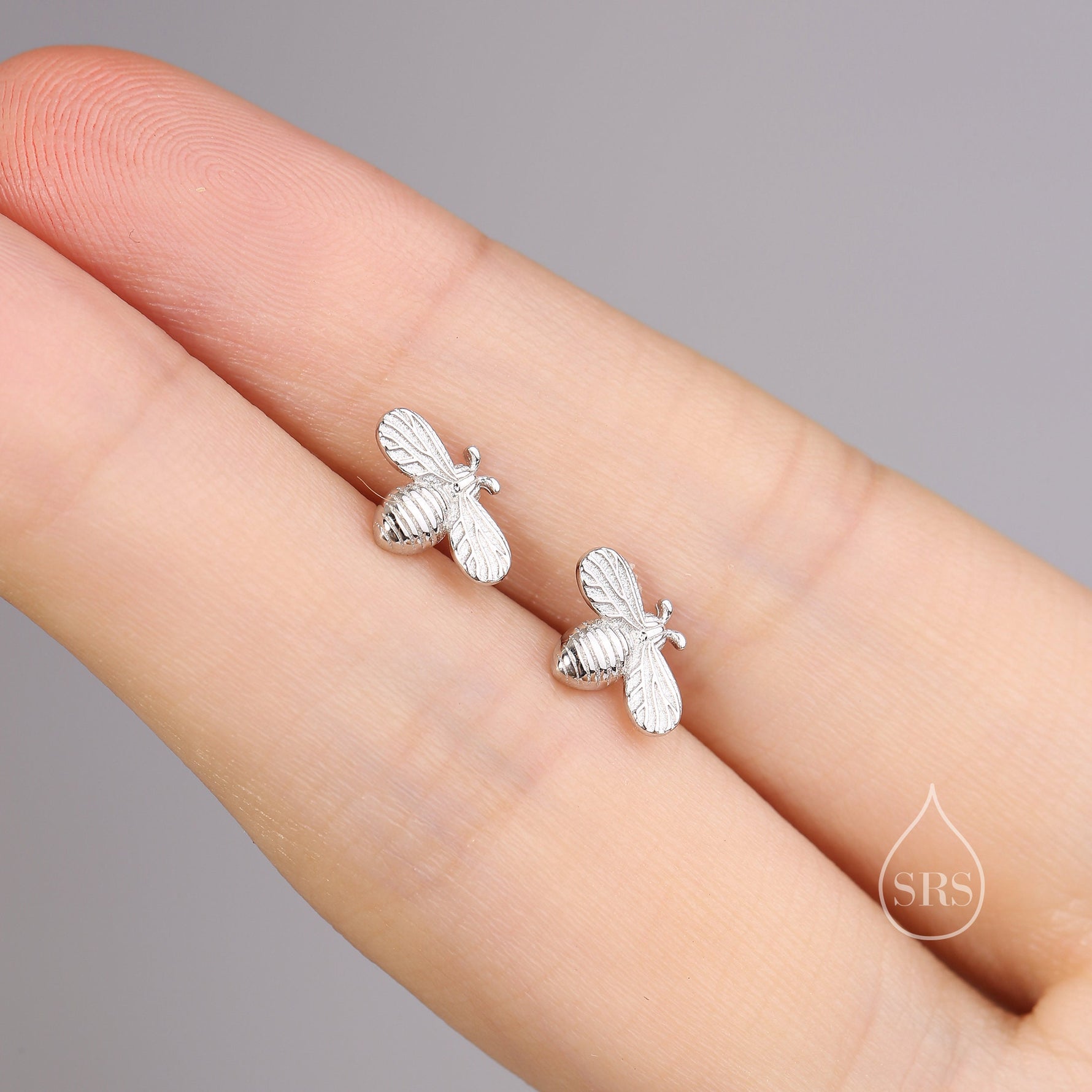 Sterling Silver Honey Bee Stud Earrings, Silver or Gold, Bee Earrings, Honey Bee Earrings