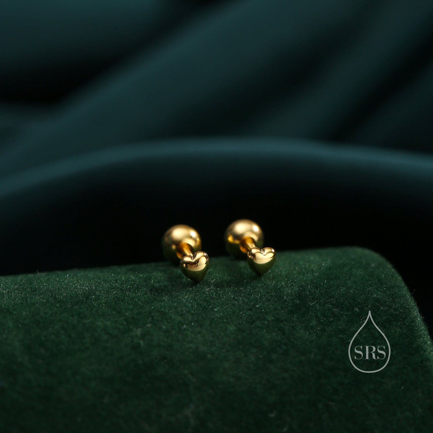 Extra Tiny Heart Barbell Earrings in Sterling Silver, Silver or Gold,  3mm Screw Back Heart Earrings, Screwback Earring