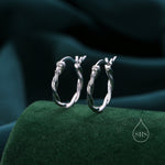 Sterling Silver Braided Huggie Hoops, Twist Hoops, Silver or Gold, Intertwining Hoop Earrings, Dainty Huggie Hoops Earrings, Mobius Hoops