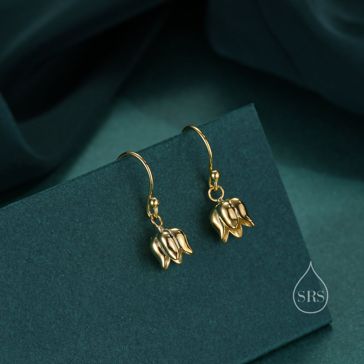 Lily of the valley Dangle Hook Earrings in Sterling Silver, Lily of the Valley Flower Dangle Earrings