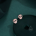 Cute Skull Stud Earrings in Sterling Silver, Silver or Gold or Rose Gold, Dainty Skeleton Skull Earrings, Silver Skull Earrings