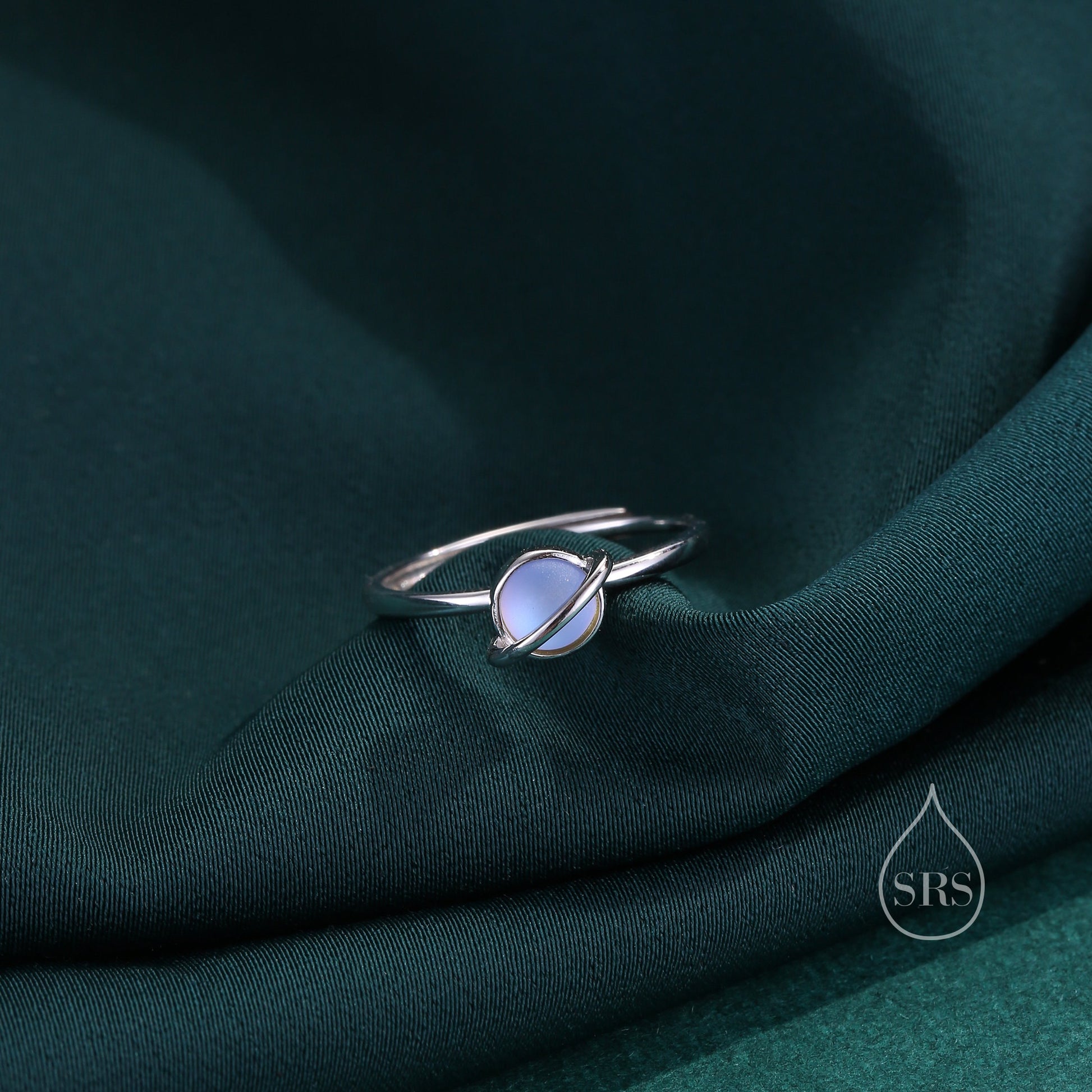 Sterling Silver Rotatable Planet Ring, Fidget Ring, Adjustable Size Pinwheel Ring, Rotatable Ring, Dainty and Delicate