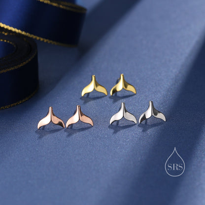 Whale Tail Screw Back / Stud Earrings in Sterling Silver, Silver or Gold or Rose Gold, Fish Tail Earrings, Fish Earrings