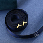 Whale Tail Stud Earrings in Sterling Silver