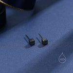 Tiny Little Cube Stud Earrings in Sterling Silver, Silver, Gold or Rose Gold, Small Cube Earrings, Geometric Stacking Earrings