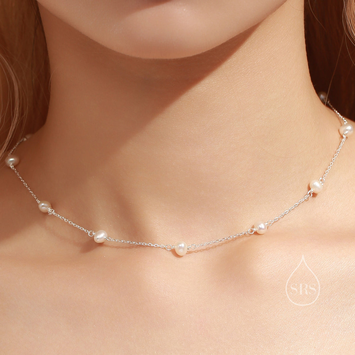 Freshwater Pearl Station Choker Necklace