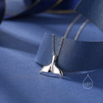 Whale Tail Pendant Necklace in Sterling Silver, Cute Whale Tail Necklace, Silver Whale Tail Necklace, Fish Tail Necklace