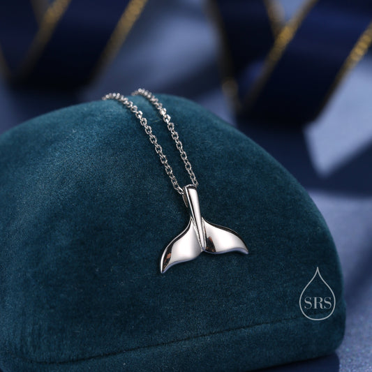 Whale Tail Pendant Necklace in Sterling Silver, Cute Whale Tail Necklace, Silver Whale Tail Necklace, Fish Tail Necklace