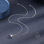 Tiny Origami Crane Pendant Necklace in Sterling Silver, Cute Japanese Crane Necklace, Silver Good Luck Origami Necklace