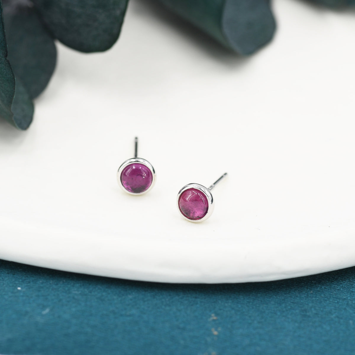 Genuine Garnet Crystal Stud Earrings in Sterling Silver, 4mm Natural Garnet Stud Earrings, January Birthstone