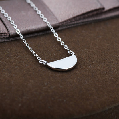 Half Moon Pendant Necklace in Sterling Silver, Gold or Silver, Semi Circle Dainty Necklace, Mini Collar Necklace