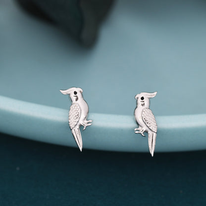 Tiny Cockatoo Parrot Stud Earrings in Sterling Silver, Silver or Gold, Parrot Earrings, Bird Earrings, Bird Stud Earrings