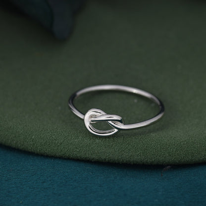 Sterling Silver Heart Knot Silver Ring, Stackable Ring, Infinity Ring,  Skinny and Delicate Ring US 5 - 8