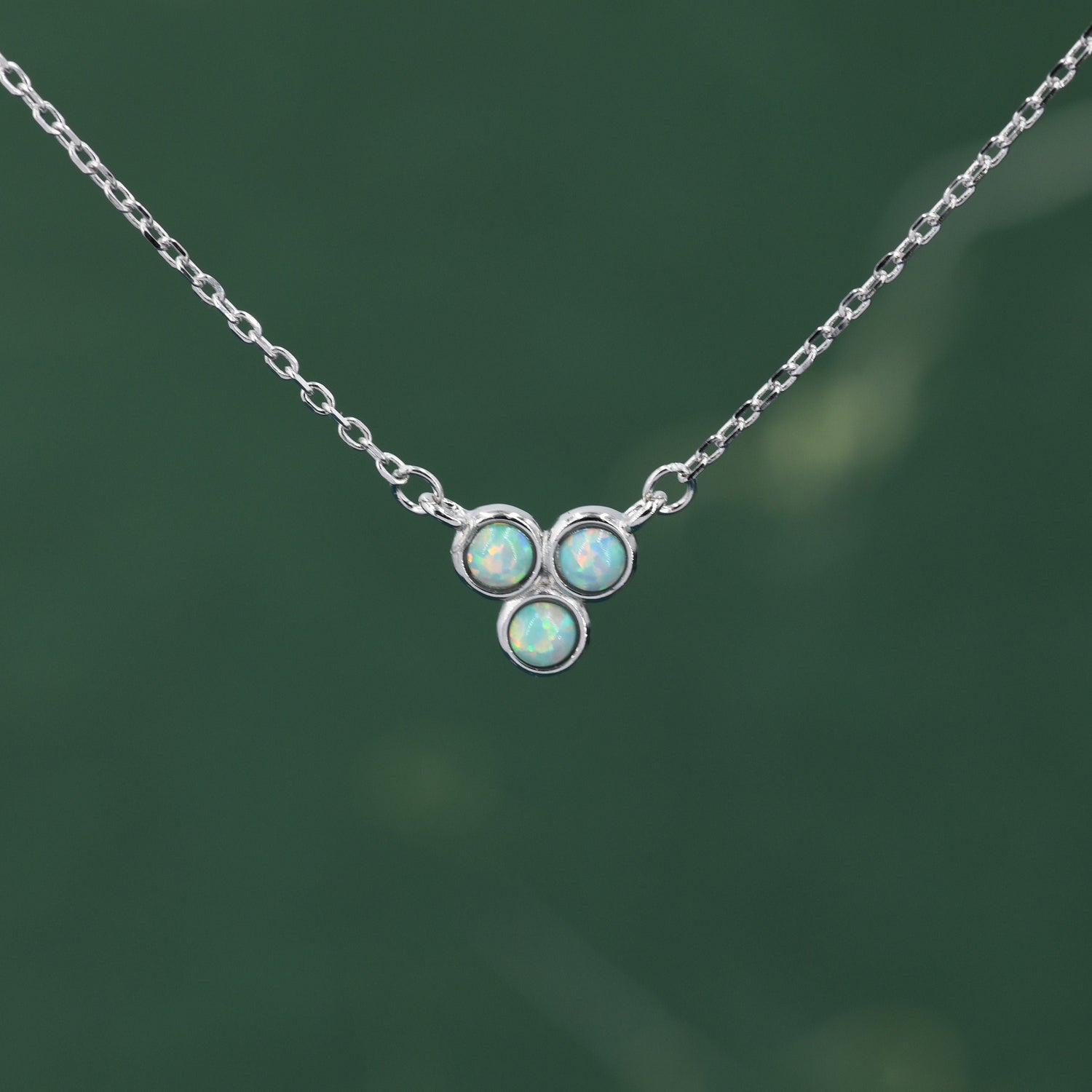 Green Opal Trio Pendant Necklace