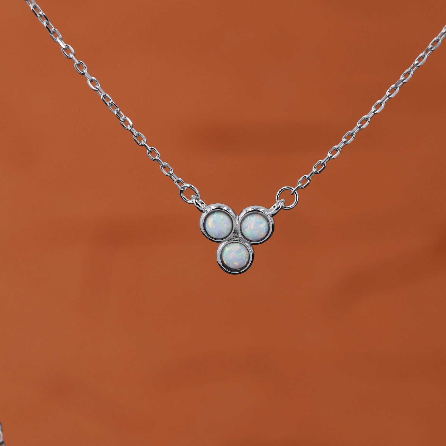 White Opal Trio Pendant Necklace