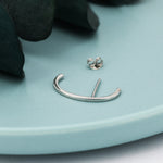 Minimalist Skinny Earlobe Cuff Earring in Sterling Silver, Simple Suspender Earring, Lobe Cuff, Silver or Gold