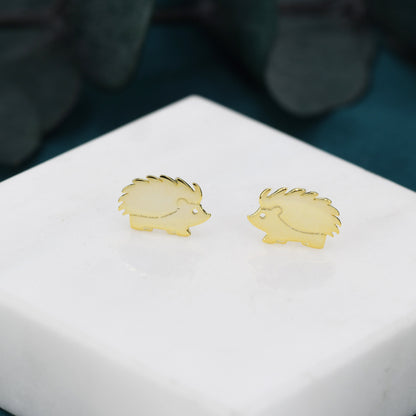 Hedgehog Stud Earrings in Sterling Silver, Silver or Gold, Cute Fun and Quirky Animal Jewellery, Woodland Inspired.